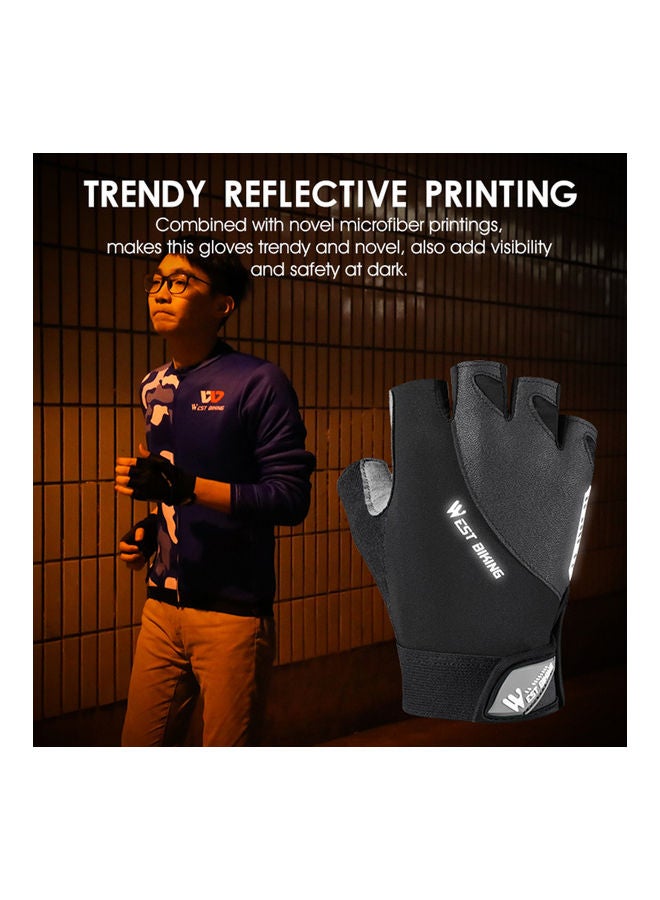 ويست بايكنج قفازات مضادة للانزلاق بتصميم عاكس يغطي نصف الأصابع مناسبة لركوب الدراجات - Image 3