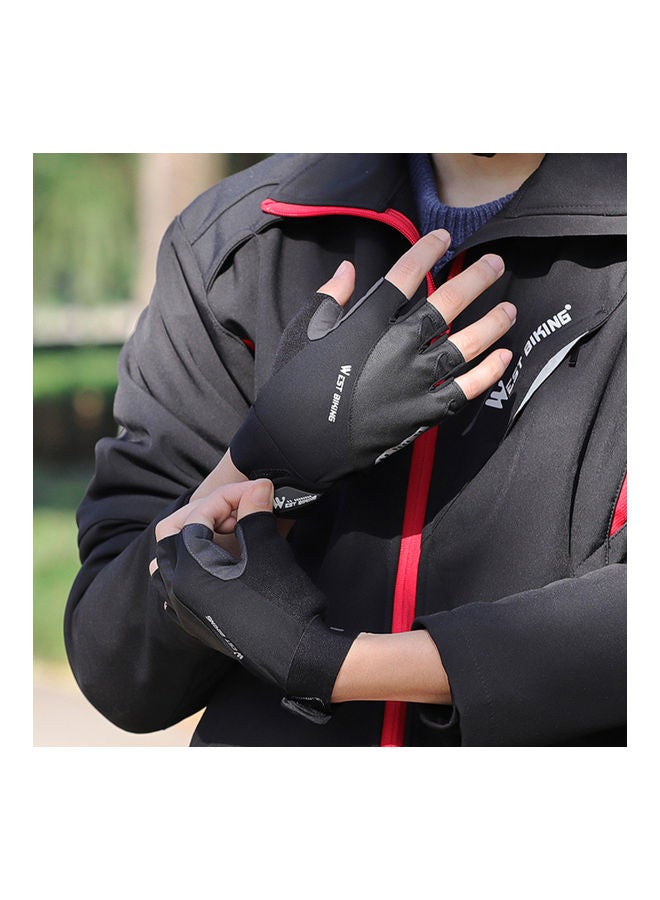 ويست بايكنج قفازات مضادة للانزلاق بتصميم عاكس يغطي نصف الأصابع مناسبة لركوب الدراجات - Image 4