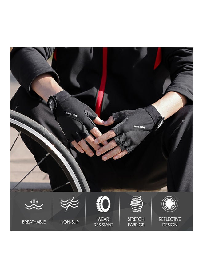 WEST BIKING Shock Absorbent Half Finger Breathable Cycling Gloves with Light Reflection - Image 4