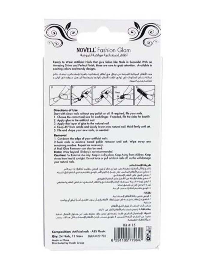 نوفل مجموعة أظافر صناعية عصرية #15 أحمر/أبيض - Image 3