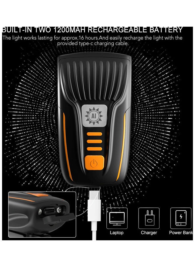 مصباح دراجة قابل للشحن بمنفذ USB 8.10*8.10*8.10سم - Image 4