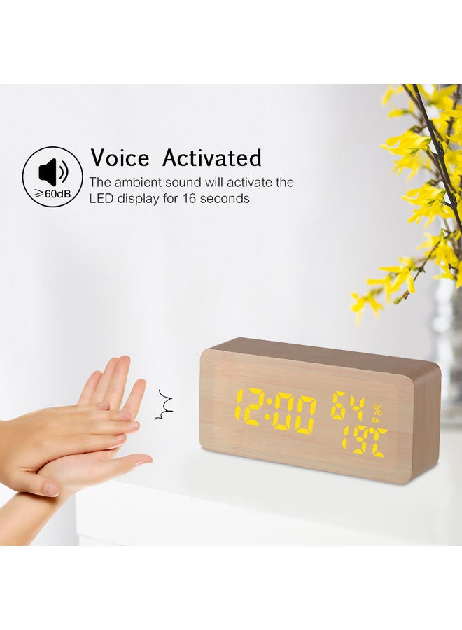 ساعة منبه خشبية LED بُني خشبي 28.00 x 8.00 x 13.00سم - Image 2