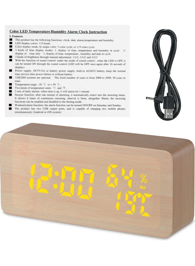 ساعة منبه خشبية LED بُني خشبي 28.00 x 8.00 x 13.00سم - Image 4