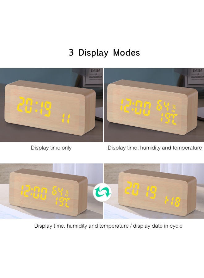 ساعة منبه خشبية LED بُني خشبي 28.00 x 8.00 x 13.00سم - Image 5