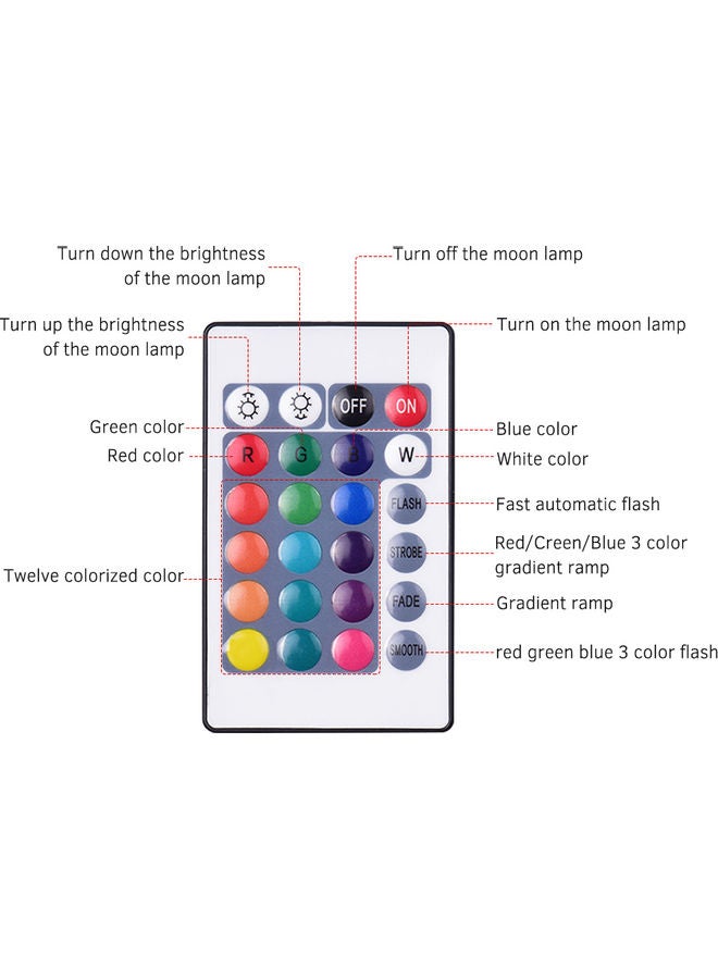 16 Glowing Colors 3D Printed Large Lunar Lamp Multicolour