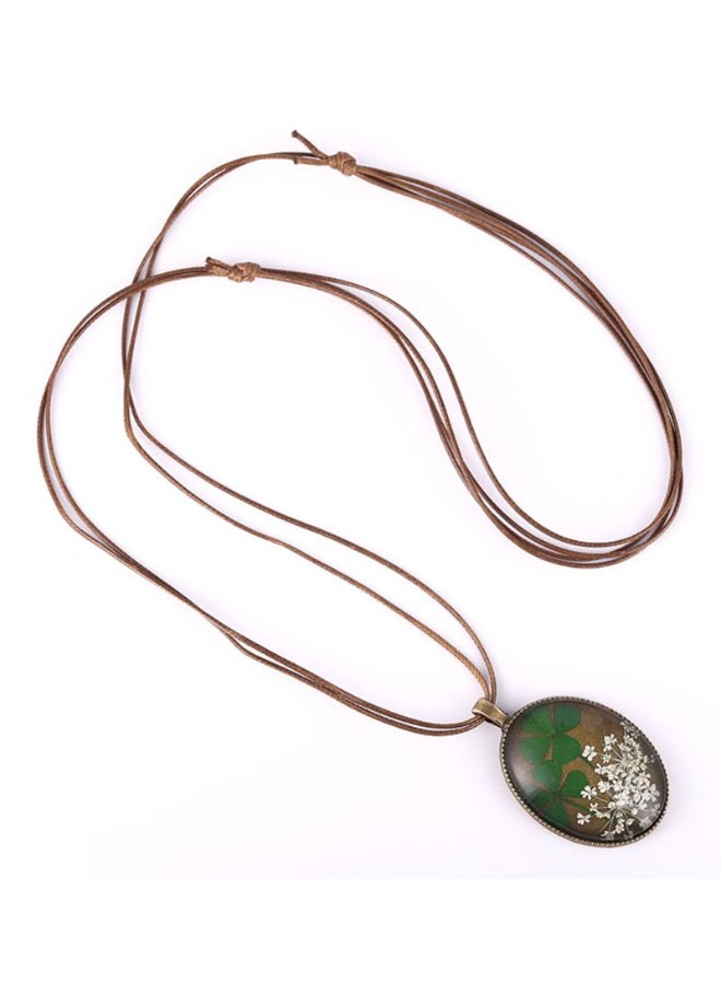 FM FM42 Lace Dried Flowers Oval Pendant Necklace  - Image 2