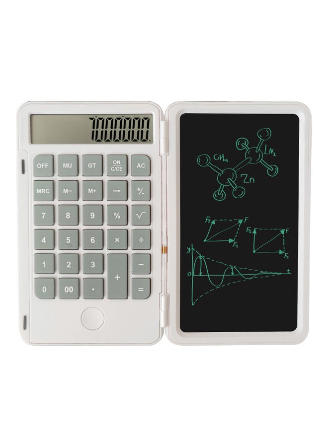 Foldable Calculator With Writing Tablet White  - Image 1