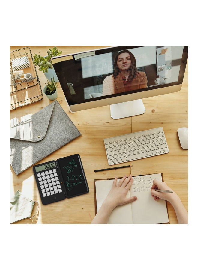 Foldable Calculator With Writing Tablet White  - Image 4