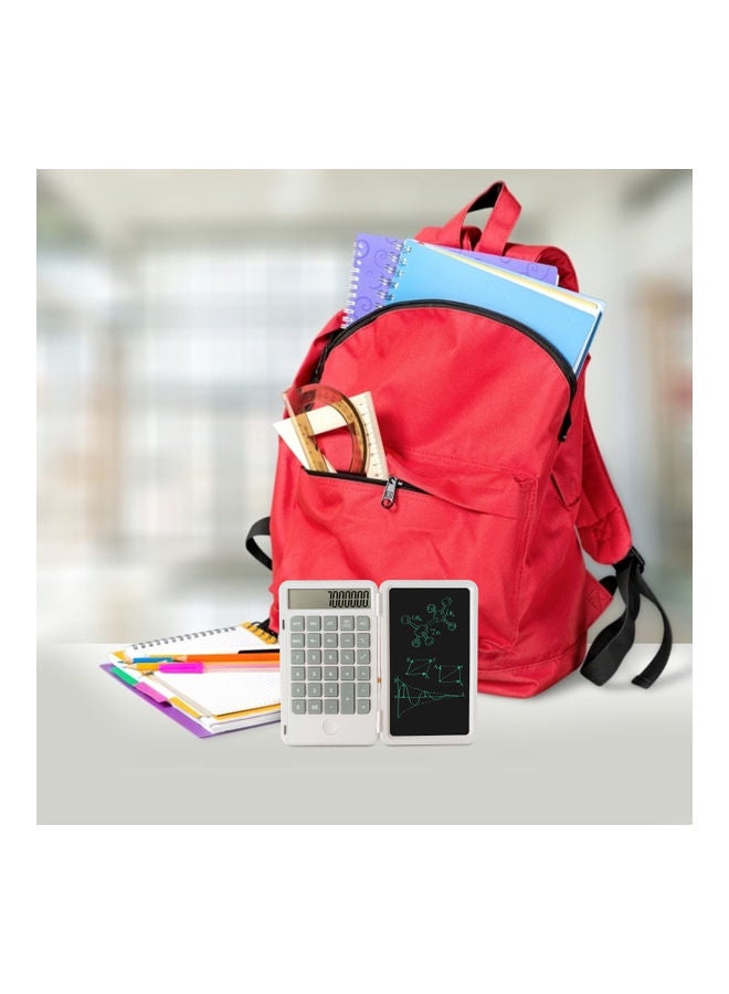 Foldable Calculator With Writing Tablet White  - Image 2