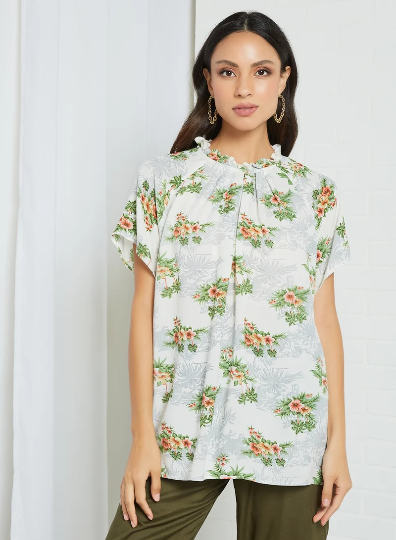 Aila Casual Floral Printed Blouse Top