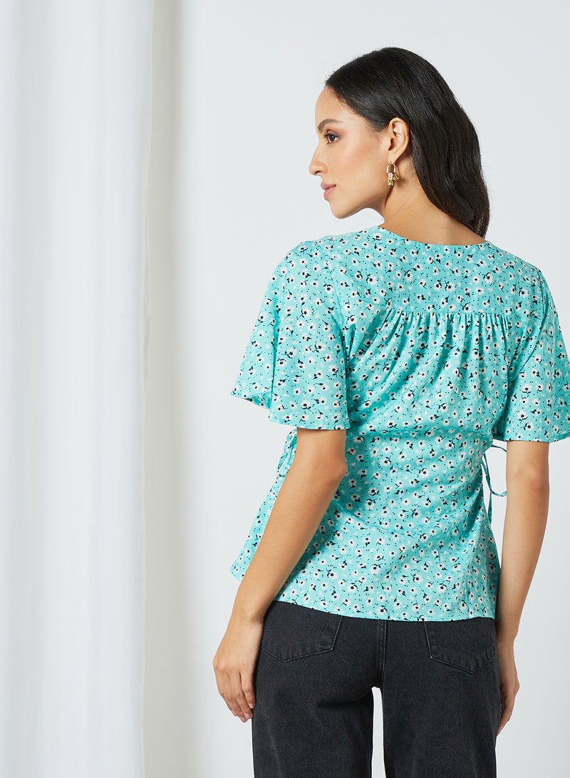 Aila - Casual V-Neck Printed Blouse Top Multicolour - Image 1