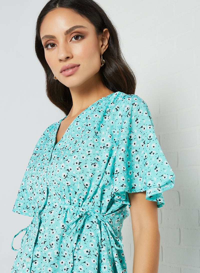Aila - Casual V-Neck Printed Blouse Top Multicolour - Image 1