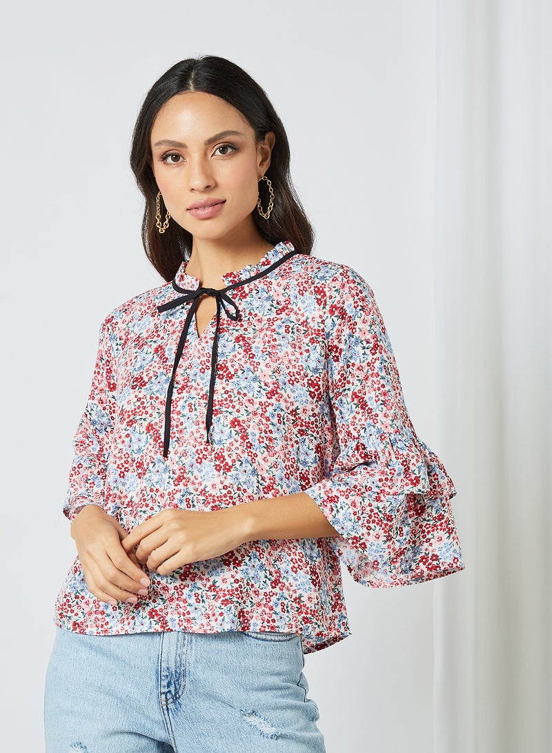 Aila Printed Flared Sleeves Blouse Top Multicolour Aop - Image 1