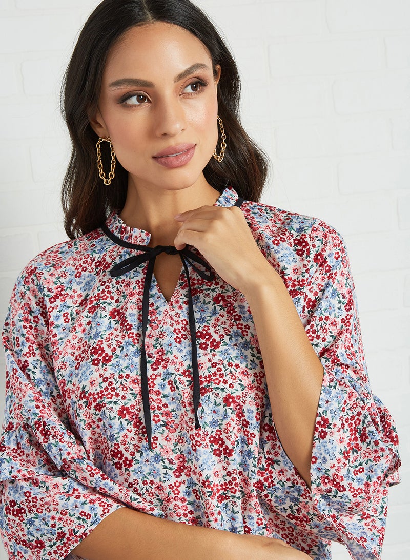 Aila Printed Flared Sleeves Blouse Top Multicolour Aop - Image 2