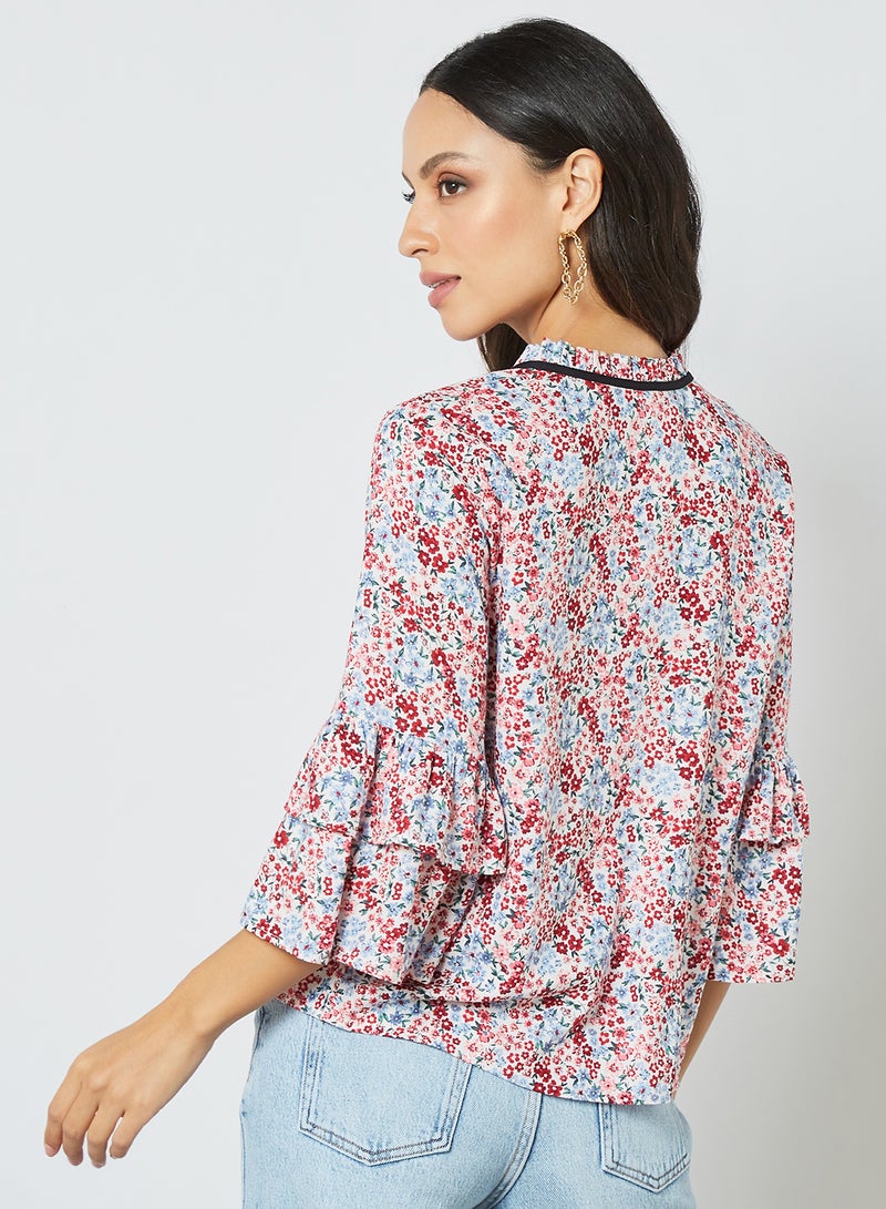 Aila Printed Flared Sleeves Blouse Top Multicolour Aop - Image 4