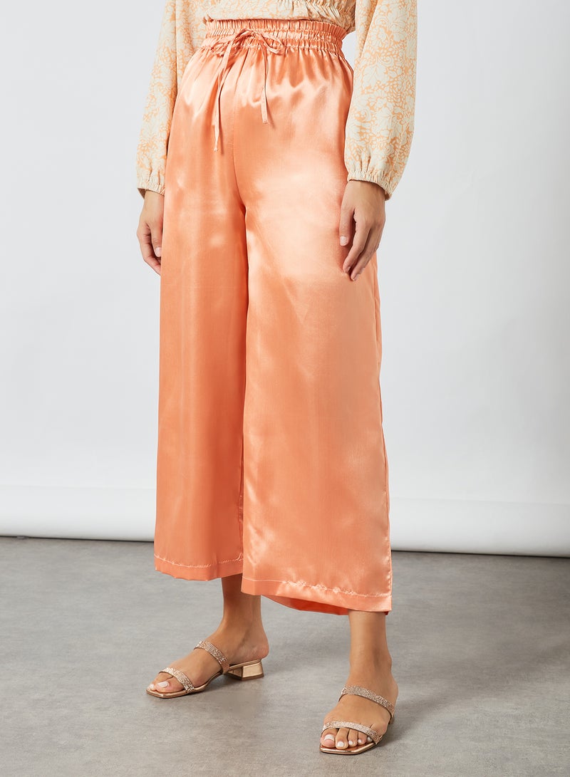 Aila Mid-Rise Plain Drawstring Pants Rust Solid  - Image 1