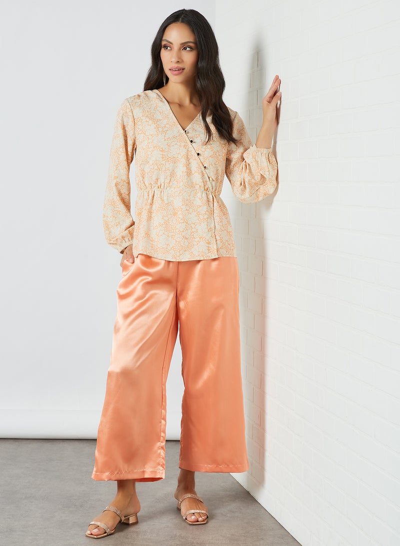 Aila Mid-Rise Plain Drawstring Pants Rust Solid  - Image 2