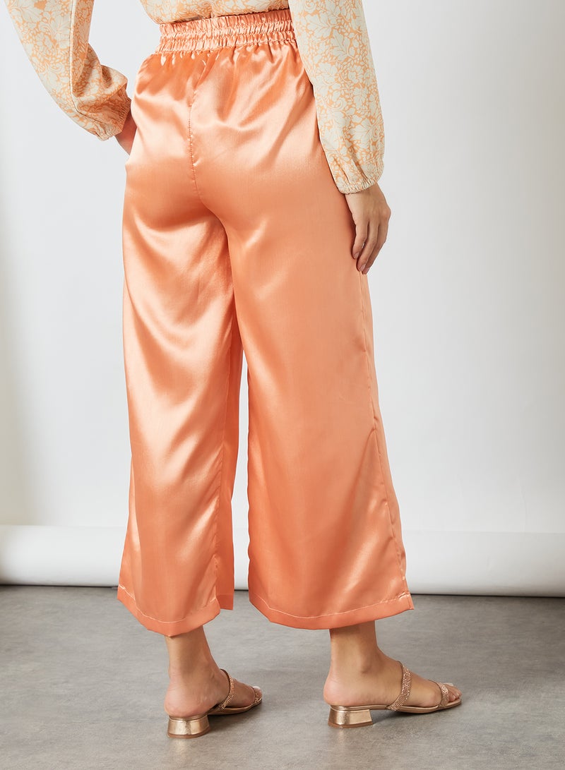 Aila Mid-Rise Plain Drawstring Pants Rust Solid  - Image 4