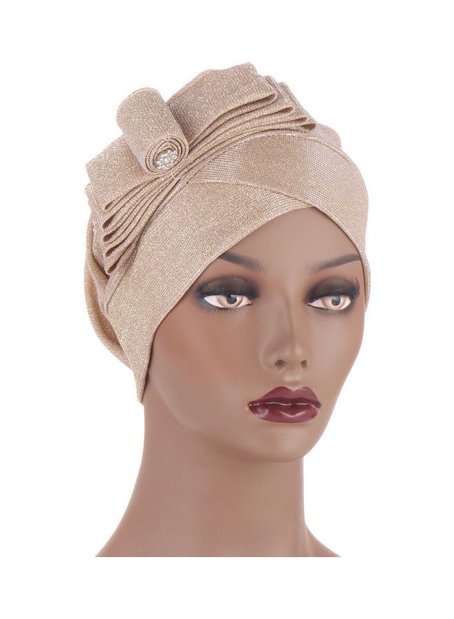 Solid Pattern Pleated Detail Fashion Hat Beige
