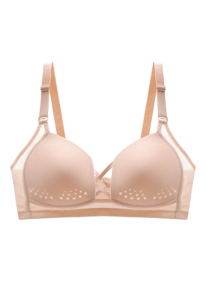 Striped Detail Seamless Bralette Beige 