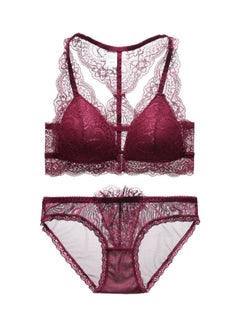 Lace Detail Bra And Brief Set Red