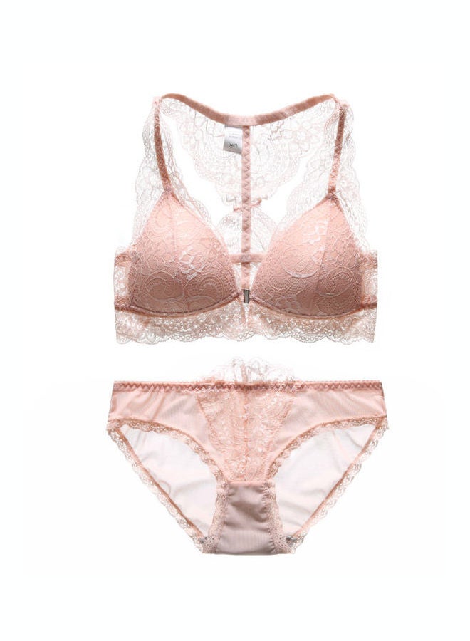 Generic - Lace Detail Bra And Brief Set Beige - Image 1
