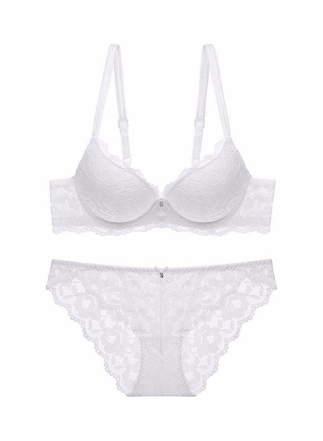Lace Detail Bra And Brief Set White