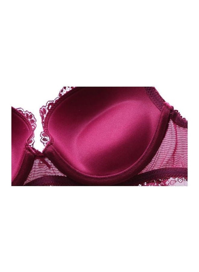 Women's Solid Color Lace 3/4 Cup Comfy Beauty Back Thin Bralette Red  - Image 3