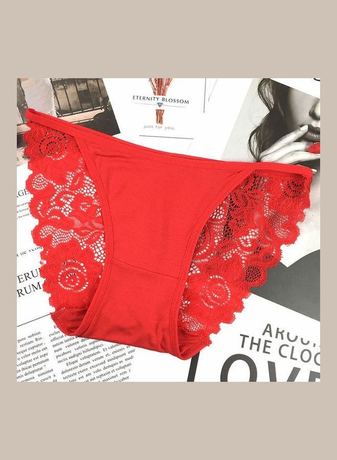 طقم سراويل داخلية كاجوال بتفاصيل مميزة من الدانتيل مكون من 8 قطع متعدد الألوان - Image 3