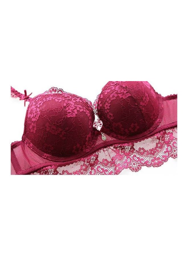 Women's Solid Color Lace 3/4 Cup Comfy Beauty Back Thin Bralette Red  - Image 2