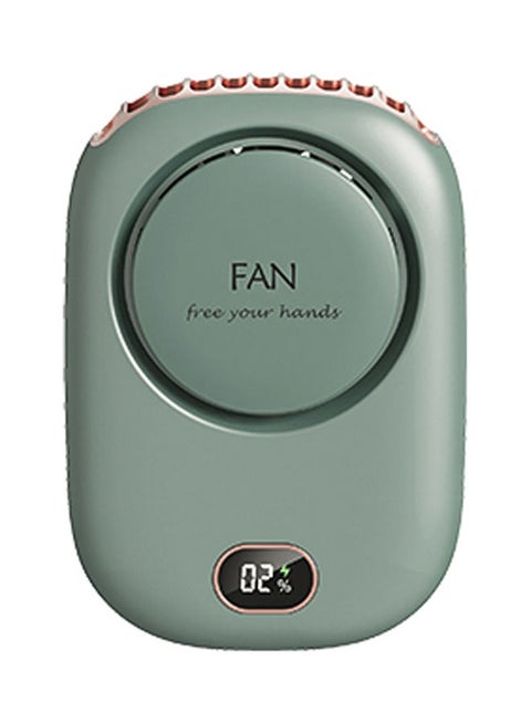 3-Speed Hand Free Mini Necklace Fan H39421GR-su Green
