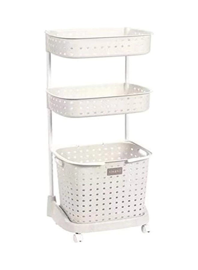 3-Tier Kitchen Bathroom Organizer Rack With Wheels White 44x32.5x103cm - Image 1