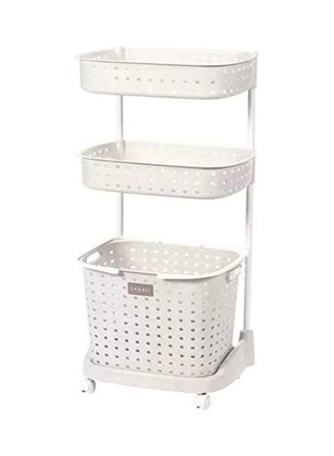 3-Tier Kitchen Bathroom Organizer Rack With Wheels White 44x32.5x103cm - Image 2