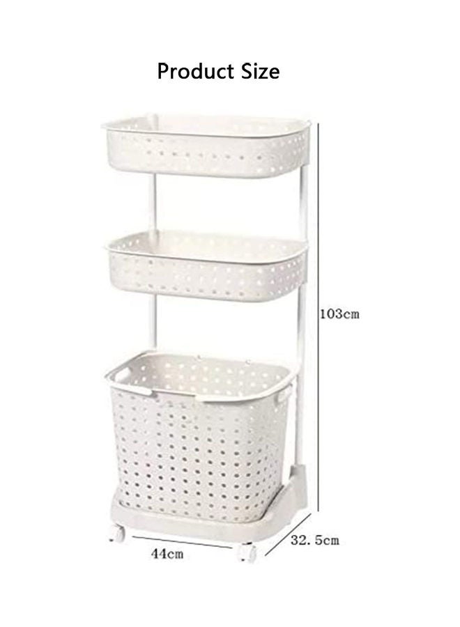 3-Tier Kitchen Bathroom Organizer Rack With Wheels White 44x32.5x103cm - Image 3