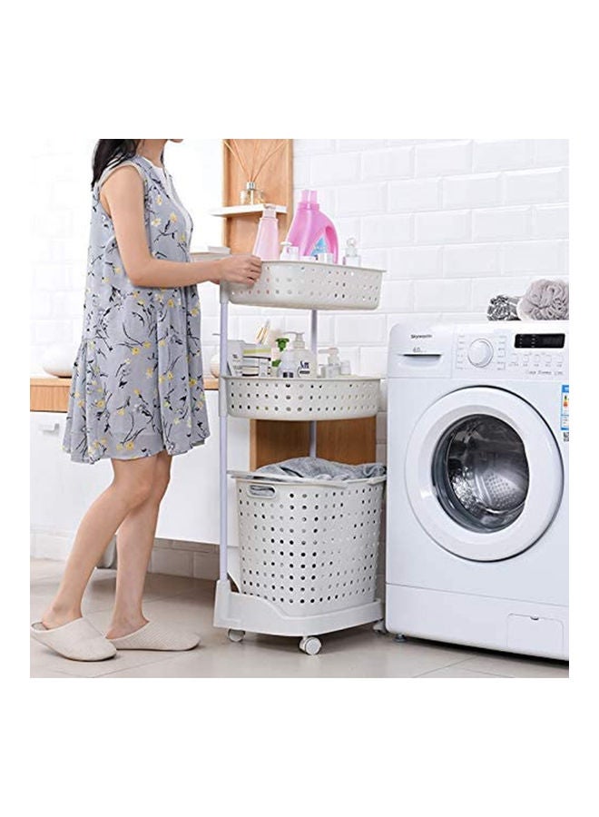 3-Tier Kitchen Bathroom Organizer Rack With Wheels White 44x32.5x103cm - Image 4