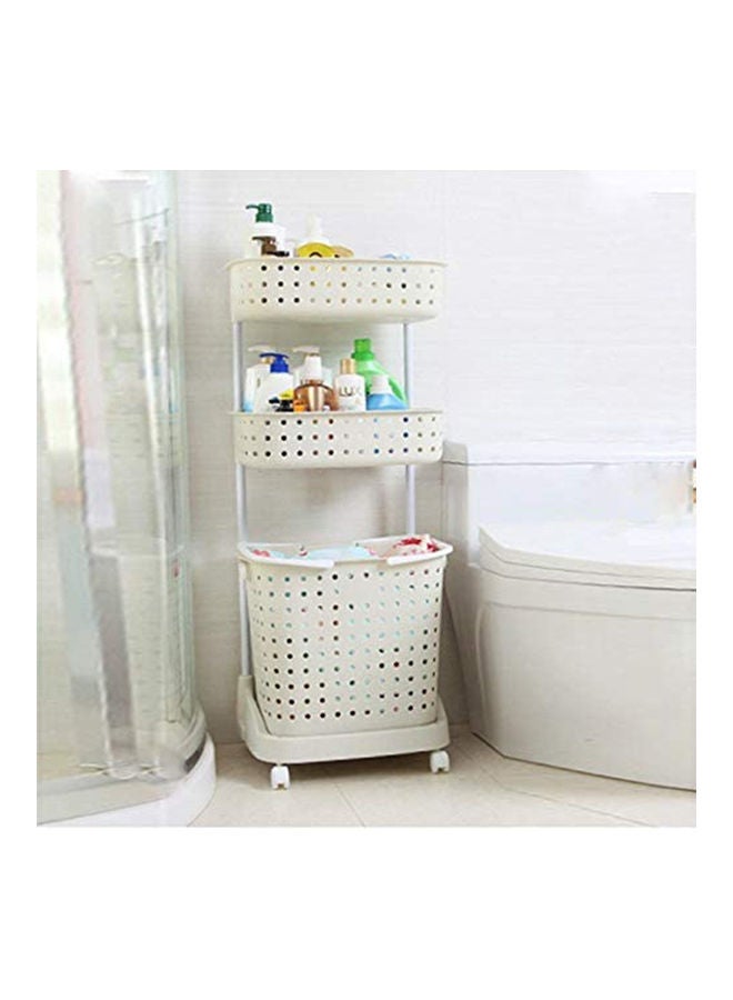 3-Tier Kitchen Bathroom Organizer Rack With Wheels White 44x32.5x103cm - Image 5