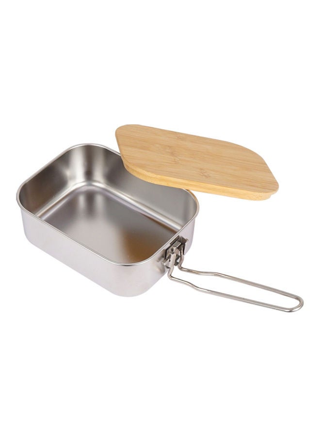 Stainless Steel Lunch Box With Lid Silver 16x12.8x5.7cm  - Image 1