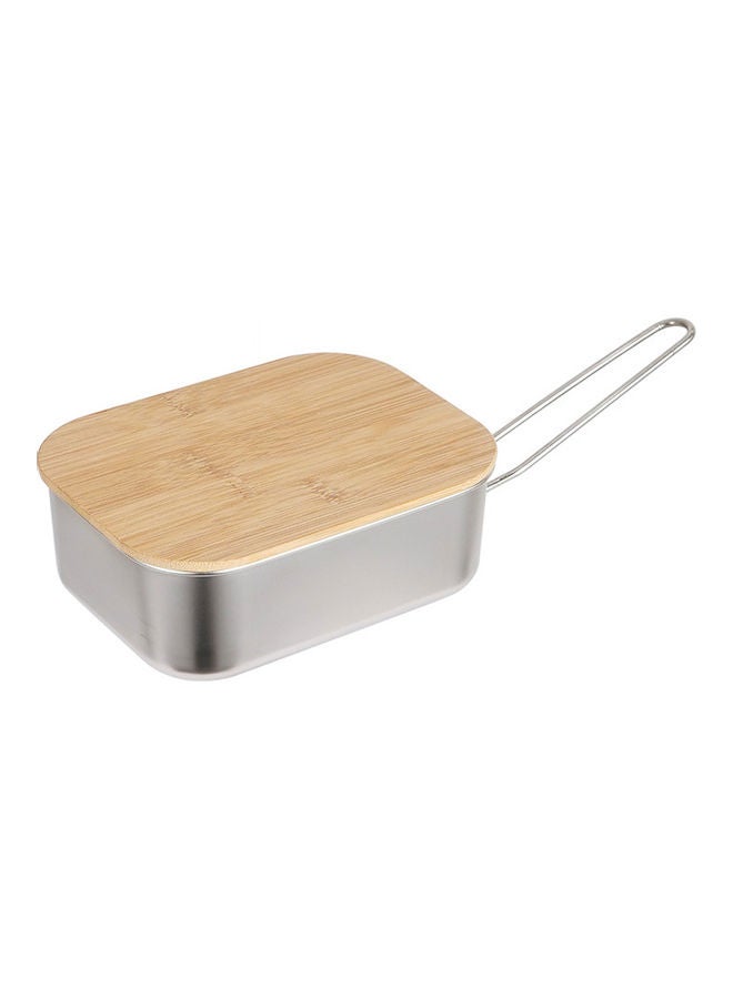Stainless Steel Lunch Box With Lid Silver 16x12.8x5.7cm  - Image 2