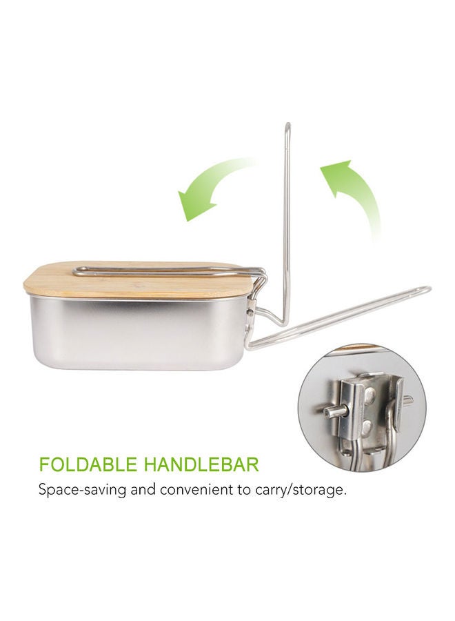 Stainless Steel Lunch Box With Lid Silver 16x12.8x5.7cm  - Image 4