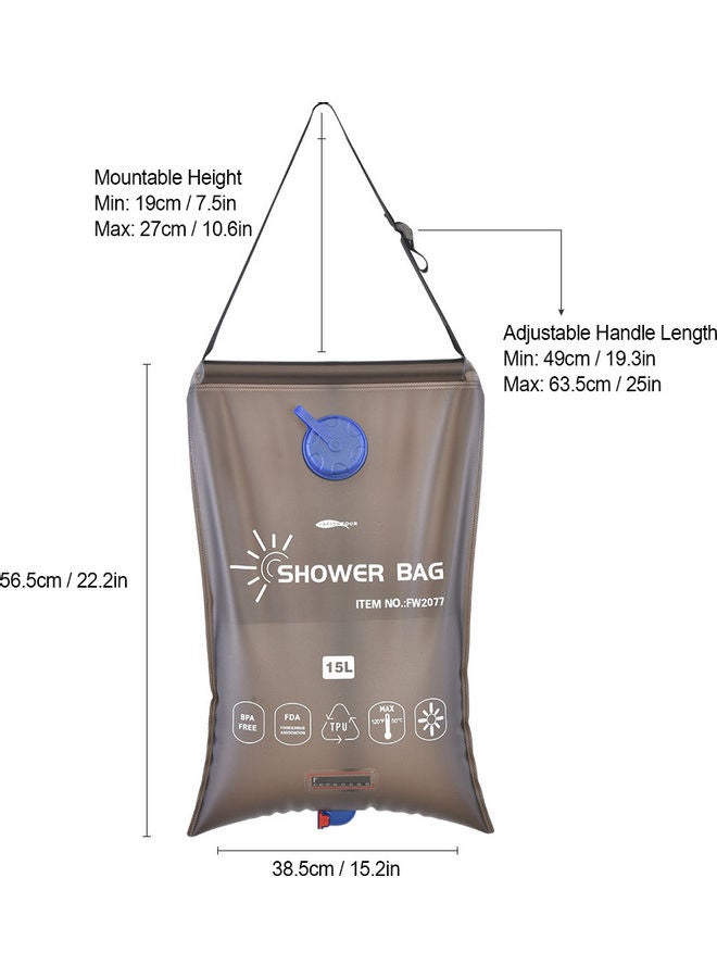 Generic Camping Shower Bag With Hose 15Liters - Image 3