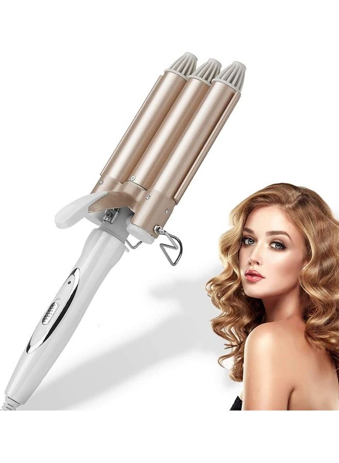 XiuWoo 3 Barrel Iron Hair Curler Rose Gold/White - Image 1