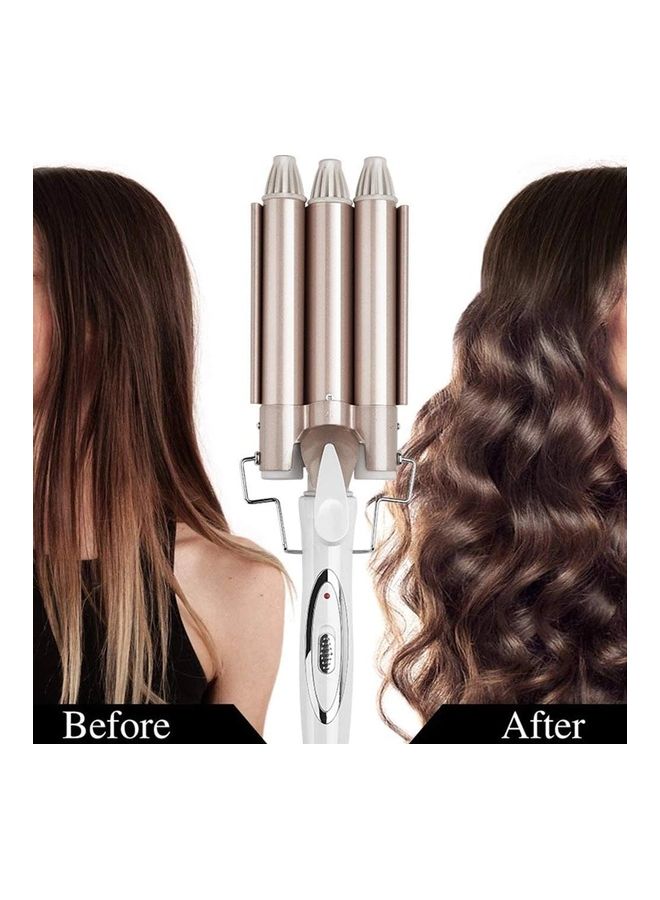 XiuWoo 3 Barrel Iron Hair Curler Rose Gold/White - Image 4