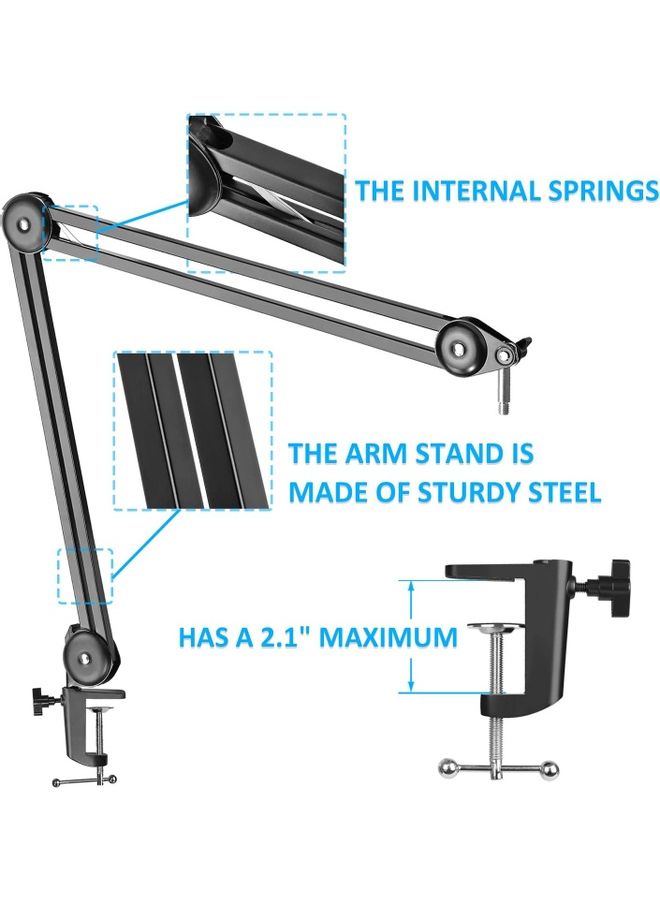 Boom Arm Mic Stand with Pop Filter