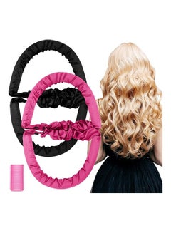 XiuWoo 2-Piece Heatless Curlers Black/Pink  - Image 1