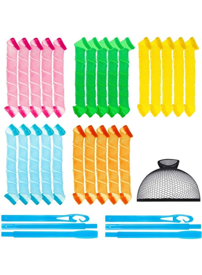 شو وو مجموعة أدوات تجعيد الشعر حلزونية بدون استخدام الحرارة من 31 قطعة متعدد الألوان - Image 1