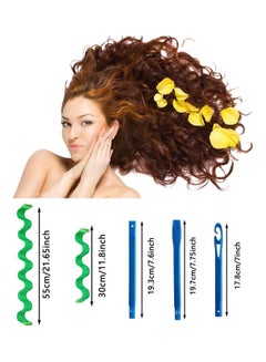 XiuWoo 40-Piece Heatless Spiral Hair Curler Set Blue/Green  - Image 2