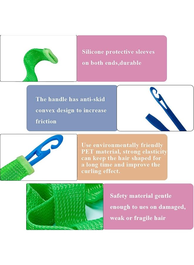 XiuWoo 40-Piece Heatless Spiral Hair Curler Set Blue/Green - Image 3