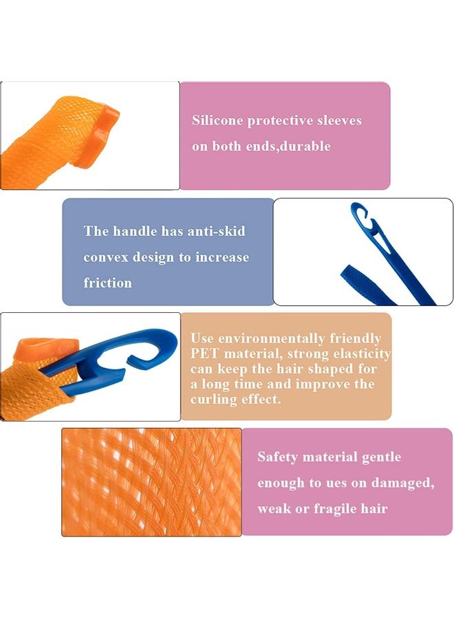 شو وو مجموعة أدوات تجعيد الشعر اللولبية غير الحرارية من 40 قطعة وردي/ برتقالي/ أزرق - Image 3