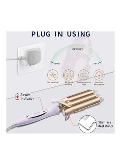 XiuWoo 3-Barrel Hair Curler Gold/White  - Image 3