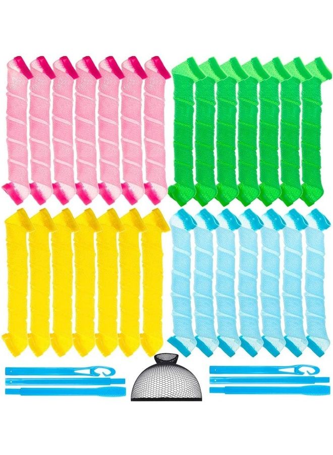 شو وو مجموعة أدوات تجعيد الشعر حلزونية بدون استخدام الحرارة من 31 قطعة متعدد الألوان - Image 1